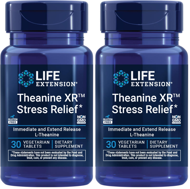 Life Extension Theanine XR™ Stress Relief – L-Theanine – Promotes a Calm Response to Daytime Stress-– Non-GMO,Gluten-Free,Vegetarian-– 30 Tablets,(Pack of 2) 30 Count (Pack of 2)