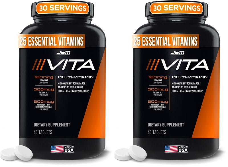 JYM Supplement Science Vita JYM Sports Multivitamin & Mineral Support,Vitamin A,C,B6,B12,E,K,Boron,Biotin,Potassium 60 Tablets,(Pack of 2) 60 Count (Pack of 2) Nutritional Supplement