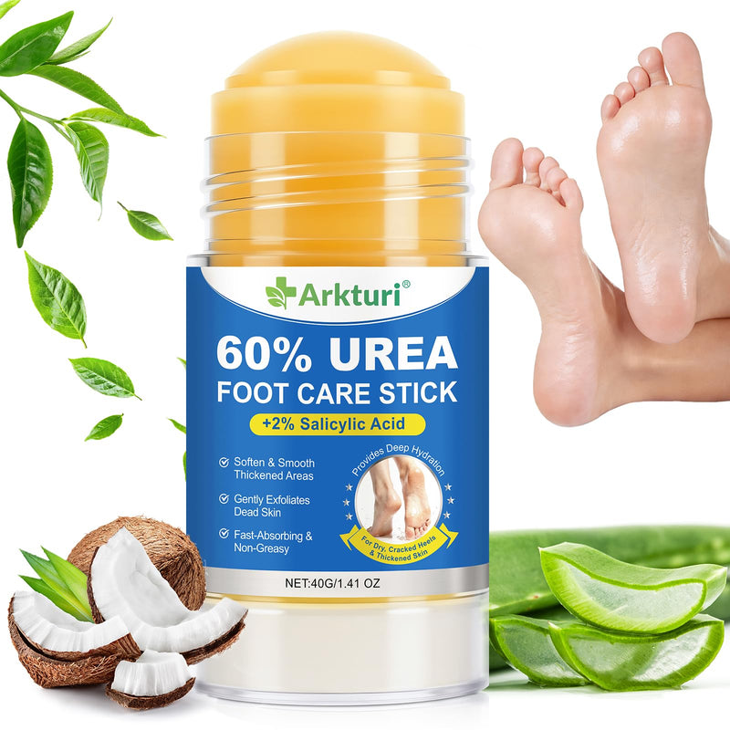 Urea Cream, Maximum Strength Urea Foot Cream, 60% Urea Cream Stick plus 2% Salicylic Acid Callus Remover for Dry Cracked Heels, Hands, Knees, Exfoliating Moisturizer, Dead Skin Remover Foot Balm 1.4OZ 1 Pack