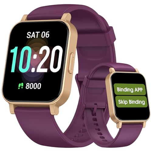 Smart Watch Senior Friendly No App No Phone Required, Waterproof Pedometer Purple