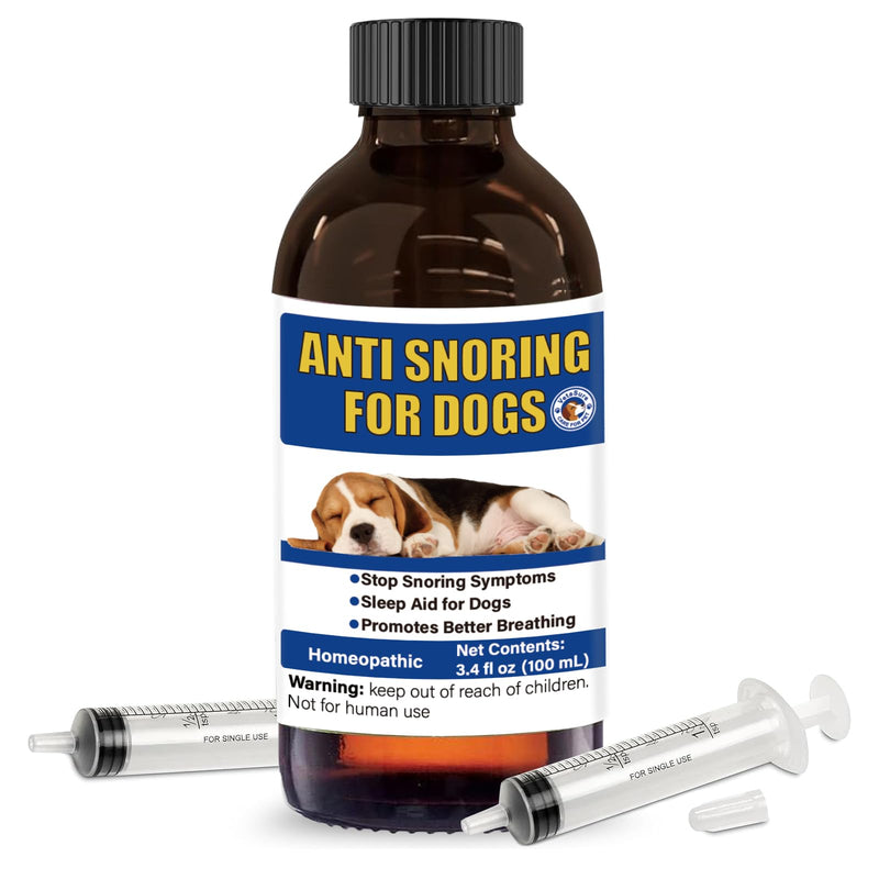 Stop Dog Snoring Liquid Supplement – Natural Anti-Snoring Oral Solution for Dogs & Cats, 100 ml with 3 ml Dropper – Supports Easier Breathing & Snore Relief for Pets Cats