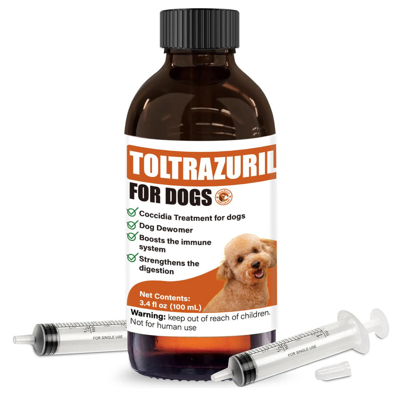 Toltrazuril 10% Oral Liquid for Cats, Dogs for Giarci – 100 ml with 3 ml Dropper, Supports Digestive Health, for Non-Food Chain Animals