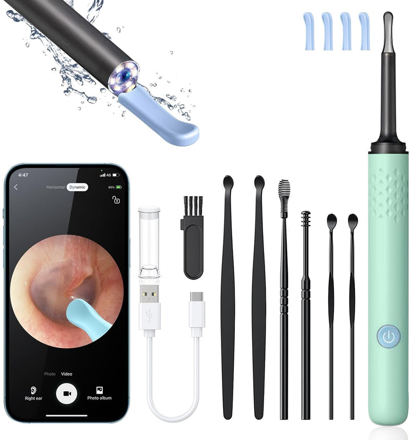 Ear Wax Removal Tool Camera - Ear Cleaner with 1080P HD Camera, Otoscope with Light, Earwax Removal Kit for iPhone, iPad, Android Phones (Green) - BeesActive Australia