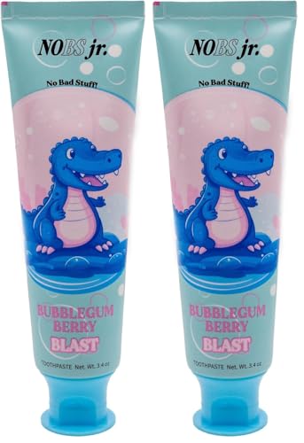NOBS Jr. Kids Nano Hydroxyapatite Toothpaste – Fluoride Free, SLS-Free, Remineralizing - Dentist Formulated - Bubblegum Berry (Pack of 2) 3.4 Fl Oz (Pack of 2)