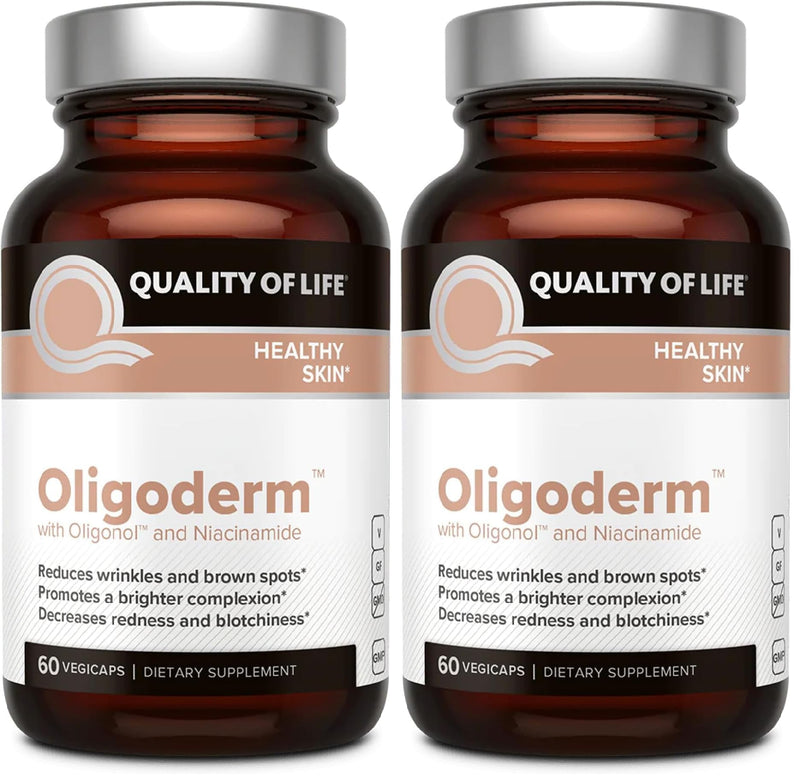 Quality of Life Oligoderm, Premium Skin Support Supplement Featuring Oligonol and Niacinamide - 60 Capsules (Pack of 2) 60 Count (Pack of 2)