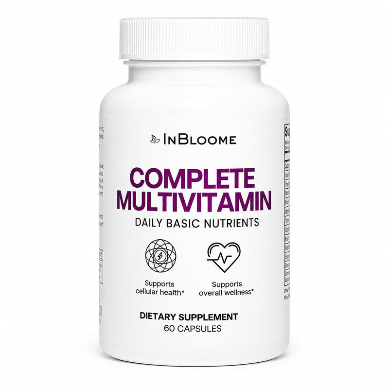 InBloome Women’s Multivitamin Supplement – Daily Multivitamin with Vitamins A, C, D, E & B-Complex, Biotin + Zinc – Immune & Energy Support – 60 Capsules
