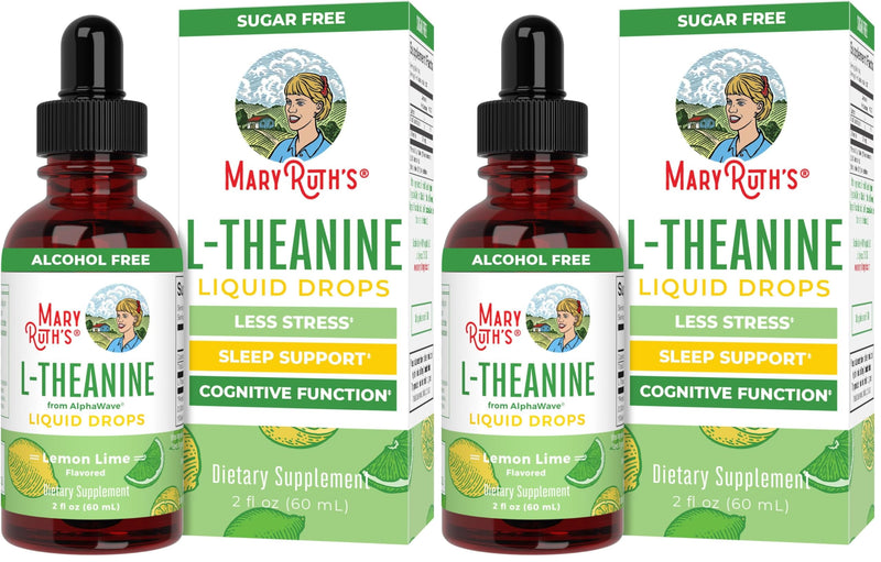 MARYRUTH'S L Theanine 200mg Liquid Drops | Mood Support for Adults & Kids | Focus Supplement | Natural Sleep Support | Vegan | Non-GMO | Gluten Free | 30 Servings (Pack of 2) 2 Fl Oz (Pack of 2)