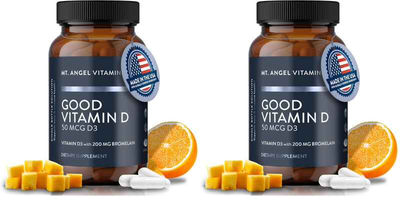 Mt. Angel Vitamins - Good Vitamin D, 2000 IU Vitamin D3 with Bromelain (60 Capsules) (Pack of 2) 60 Count (Pack of 2)