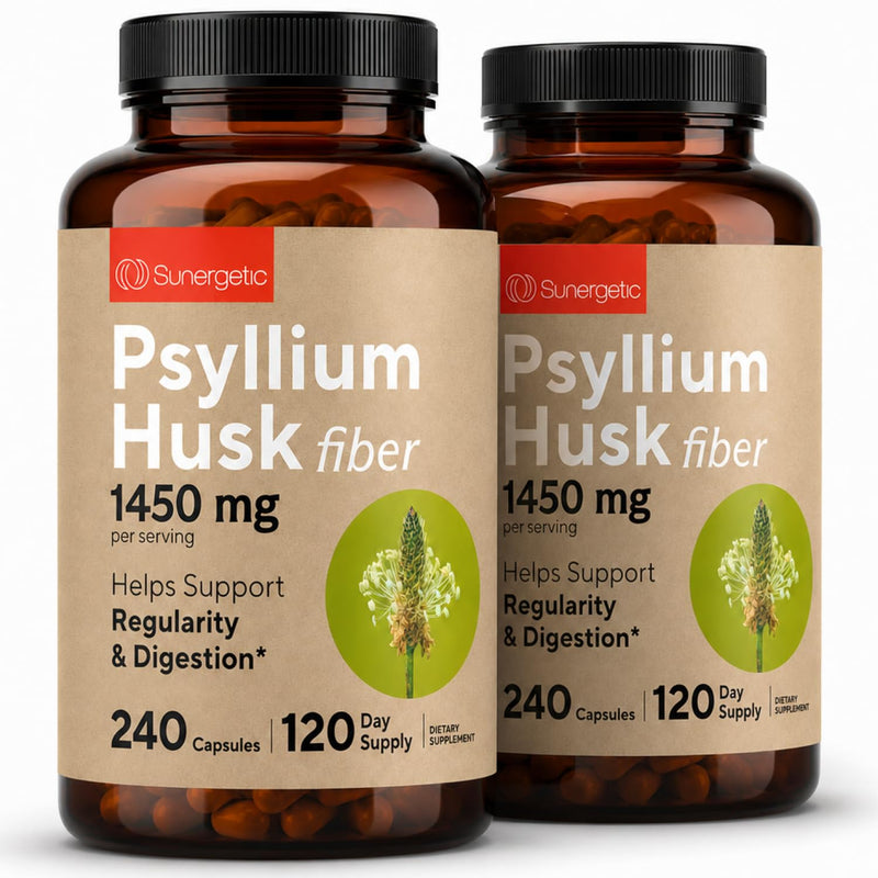 Premium Psyllium Husk Fiber Supplement 1450mg, 240 Capsules (Pack of 2) 240 Count (Pack of 2)