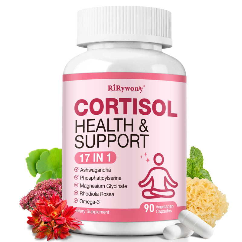 Cortisol Supplements for Women & Men | 17-in-1 Cortisol Reducer Formula with Magnesium Glycinate, Ashwagandha & L-Theanine | Stress Relief & Sleep Support, 90 Vegan Capsules