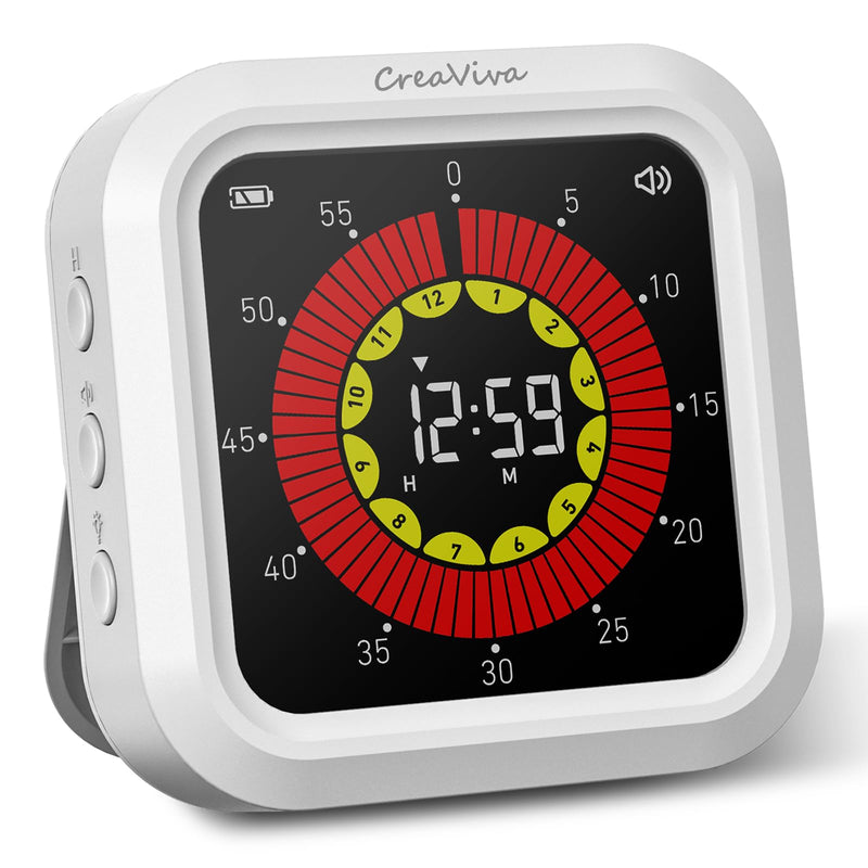 Visual Digital Timer, Large Color Display & Rechargeable, Magnetic Back & Silent Mode, 12 Hours Countdown/Up Stopwatch Timer for ADHD, Kids, Classroom, Kitchen, Work Productivity (White) Floral White