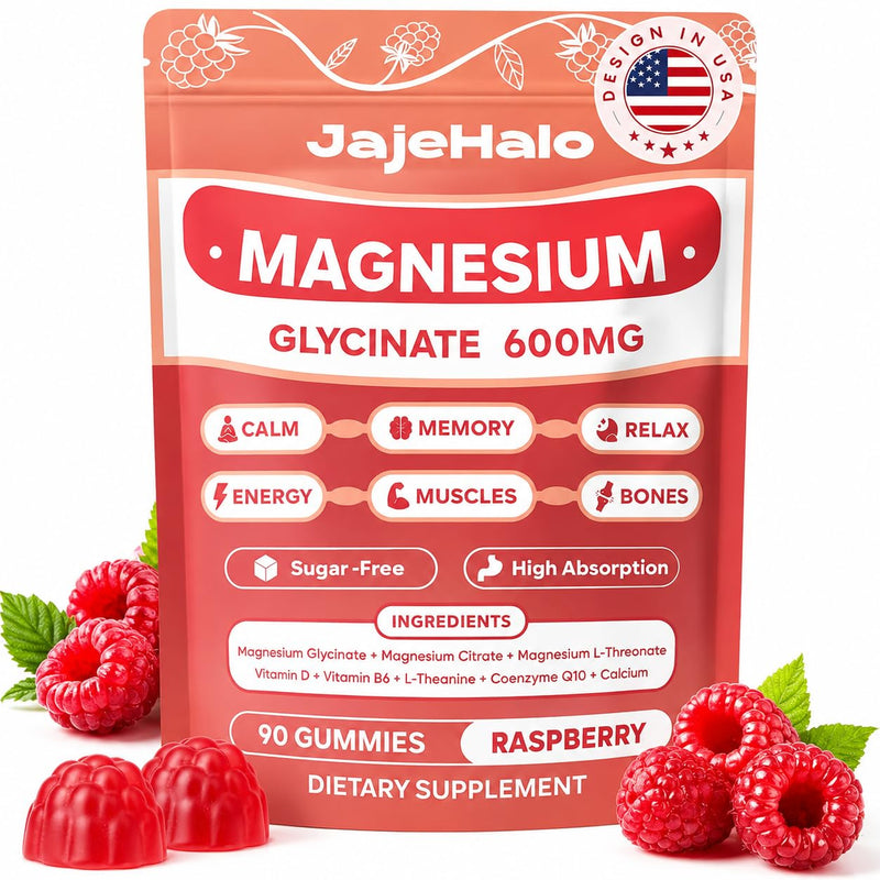 Magnesium Glycinate Gummies 600mg Sleep & Focus, 90 Count | 1000mg magnesium complex: glycinate, L-threonate & citrate with CoQ10, D3 & B6 for sleep, focus and energy.