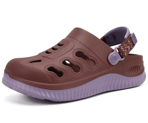 KuaiLu Womens Classic Recovery Clogs Waterproof & Quick Dry Beach Sandals 9 Dark Brown
