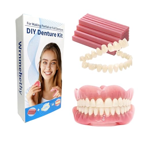 DIY Denture Kit Full Set of Top & Bottom Fake Teeth for at-Home Smile Enhancement,Crafting Partial or Full Denture for Comfortable,Easy & Universal Fit