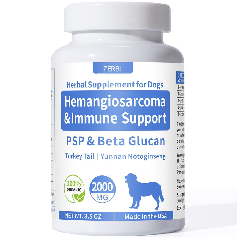 Yunnan Sanqi Powder for Hemangiosarcoma and Immune Support in Dogs, High in PSP & Beta Glucans, 8 Critical Mushrooms for Holistic Defense, Supports Cancer-Related Bleeding, Hemoabdomen, 3.5 oz