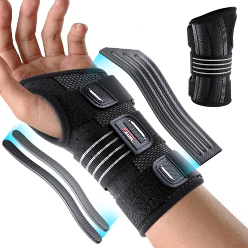 FEATOL Lightweight 60g Wrist Brace for Carpal Tunnel, Day Support Women Men Left Hand Black Medium