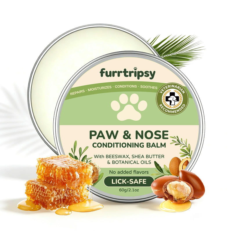 Dog Paw Balm & Nose Butter with Sea Buckthorn | Winter Ice Melt & Hot Pavement Paws Protector | Gentle Moisturizer & Soother for Dry Cracked Pads & Snout Unscented (60g / 2.1oz)