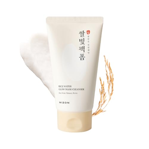 MIZON Rice Water Glow Mask Cleanser, 2-in-1 Face Wash and Mask, 5.07 fl oz