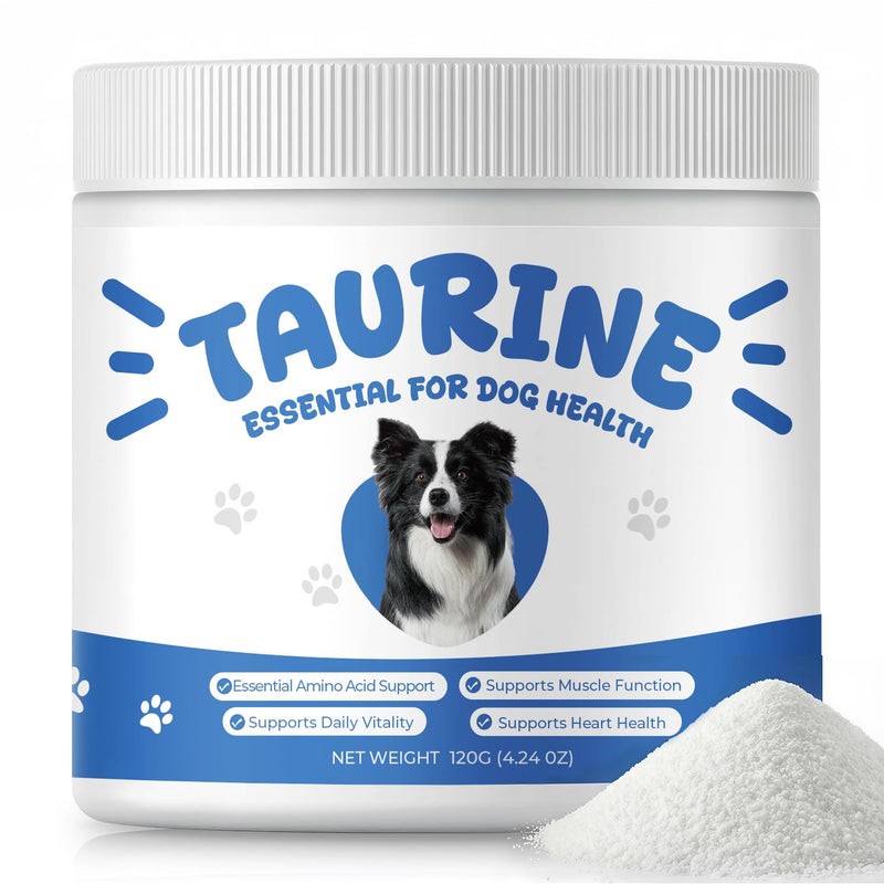 Taurine Powder Supplement for Dogs, Amino Acid Support for Heart Health & Muscle Function, Daily Canine Nutrition Powder (120 g) 120 g