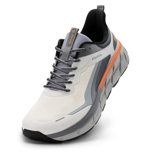 FitVille Extra Wide Shoes for Men Running Walking Comfortable Wide Toe Box Shoes for Men Lightweight Sneakers Non Slip Cushioned 9 X-Wide Gradient Grey