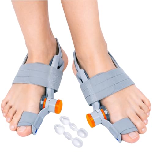 Upgrade Bunion Corrector for Women Big Toe & Men – Adjustable Knob Correction Pair, Big Toe Straightener & Toe Separators with Heel Strap, Extra Silicone Pads & Bonus Shoe Inserts
