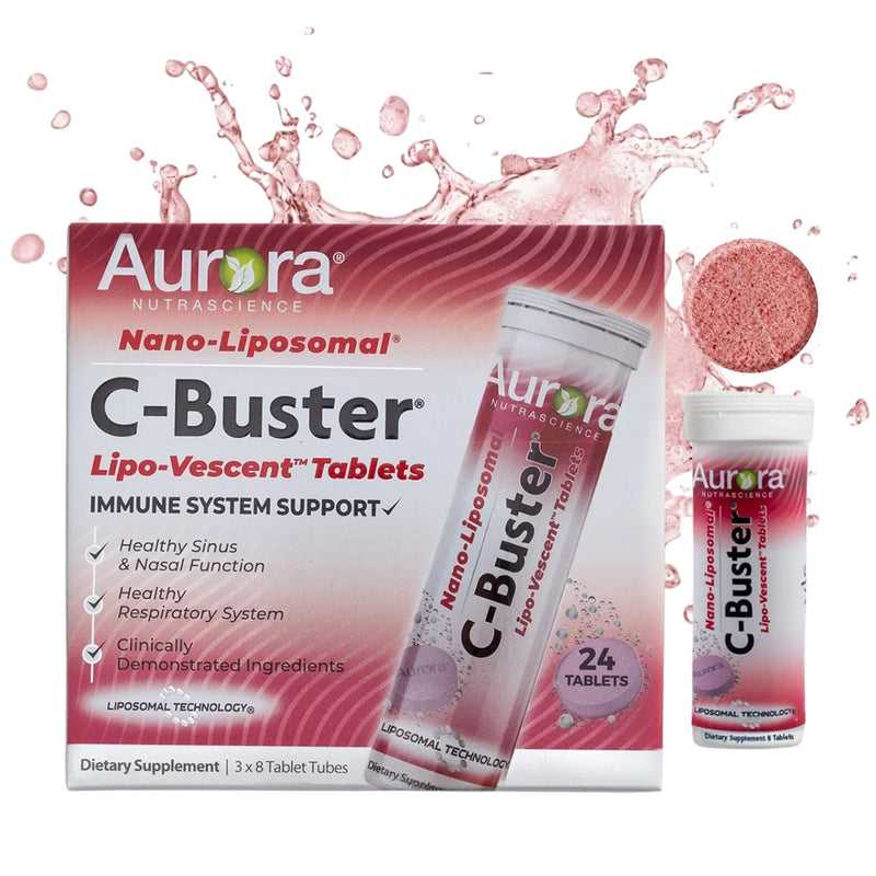 Aurora Nutrascience C-Buster Lipo-Vescent Tablets, 3 Tube Pack | Liposomal High Absorption Immune & Antioxidant Support, Vitamin C, D3, & K2, Supports Skin Health, Sugar & Gluten-Free