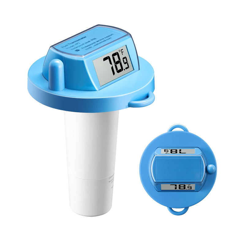 Floating Pool Thermometer Easy Read, Battery Powered Digital Pool Thermometer for Swimming, IPX8 Waterproof Dual Sided Screen for Pond, Hot Tub, Aquarium (Light Blue) Light Blue - BeesActive Australia