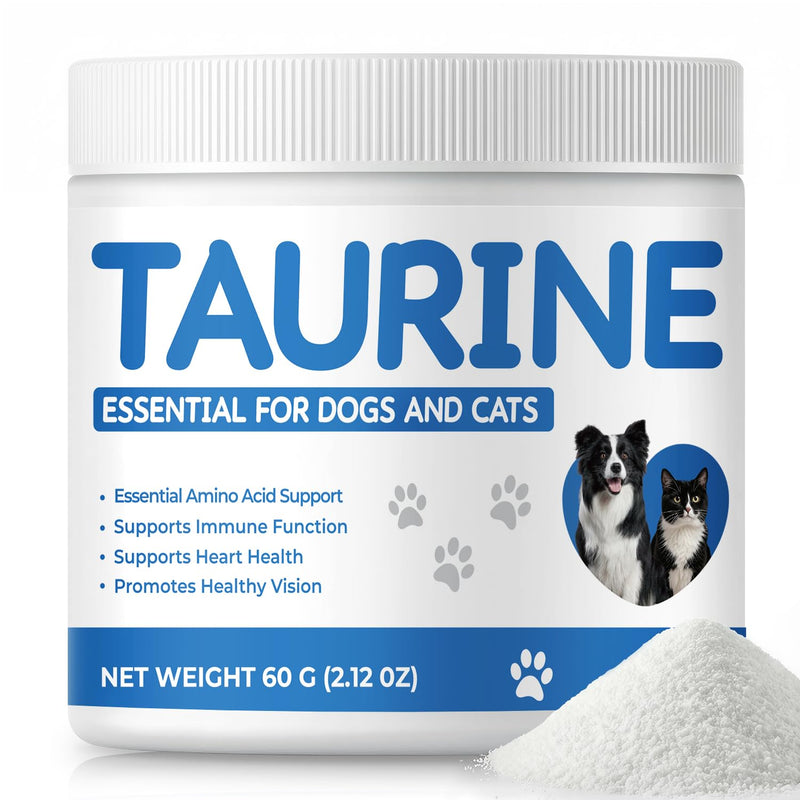 Taurine Powder Supplement for Dogs & Cats, Daily Amino Acid Support for Heart Function, Muscle & Metabolic Balance, Pet Supplement for Long-Term Nutrition, 60 g