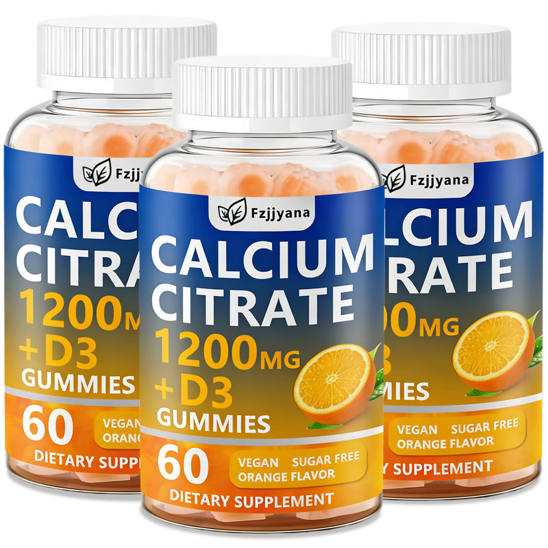 (3 Pack) Calcium Citrate with Vitamin d3 Gummies,1200 mg Calcium Gummies for Women and Men - Supports Bone Muscle & Teeth,High Absorption - Easy to Digest, Vegan,Orange Flavor - 90 Day Supply 60 Count (Pack of 3)