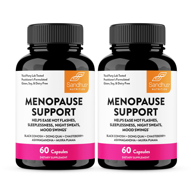Menopause Support Supplements for Women, Black Cohosh Ashwagandha 120 Count | Vitamins D3, B6, B12, Magnesium, Dong Quai, Chaste Tree Berry, Gluten-Free Capsules, Made In USA Supplement By Sandhu's #1 Menopause Support 60 Count (Pack of 2)