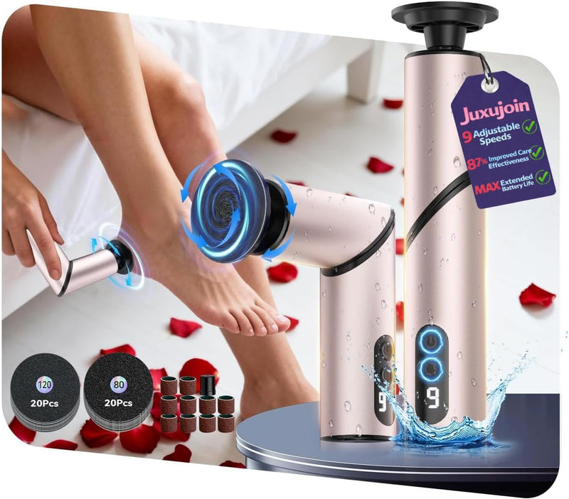 5-in-1 Professional Electric Callus Remover for Feet(Portable & Foldable), Removes 99.92% of Calluses in 3 Mins, Eectric Foot Callus Remover Pedicure Kits with 10 & 40 Grit Pads for Smooth Feet, Pink 01-pink - BeesActive Australia