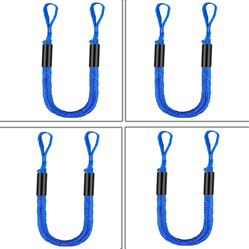 Boat Bungee Dock Lines, 4 feet Elastic Mooring Ropes, Shock Absorbing Docking Lines, Boating Accessories, for PWC, Waverunner, SeaDoo, Pontoon, Kayak, Dinghy, Small Boats, Boating Gift Blue