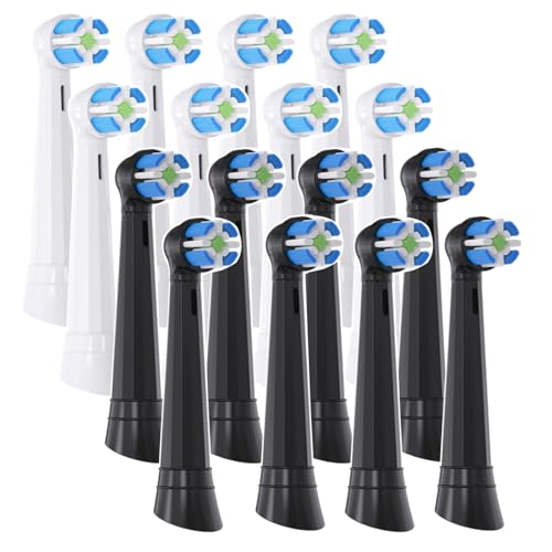 Compatible with Oral-B iO 3/4/5/6/7/8/9/10 Series Ultimate Clean Electric Toothbrush Replacement Brush Heads,for Oral-B iO Electric Toothbrush (16 Pack-Black+White) 16 Pack-black+white