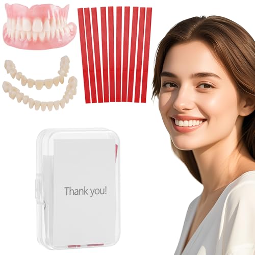 Asettlekit DIY Denture kit Convenient and Easy DIY dentures kit at Home Complete Make Your own dentures Kits for top and Bottom of Temporary Repair Missing Teeth red