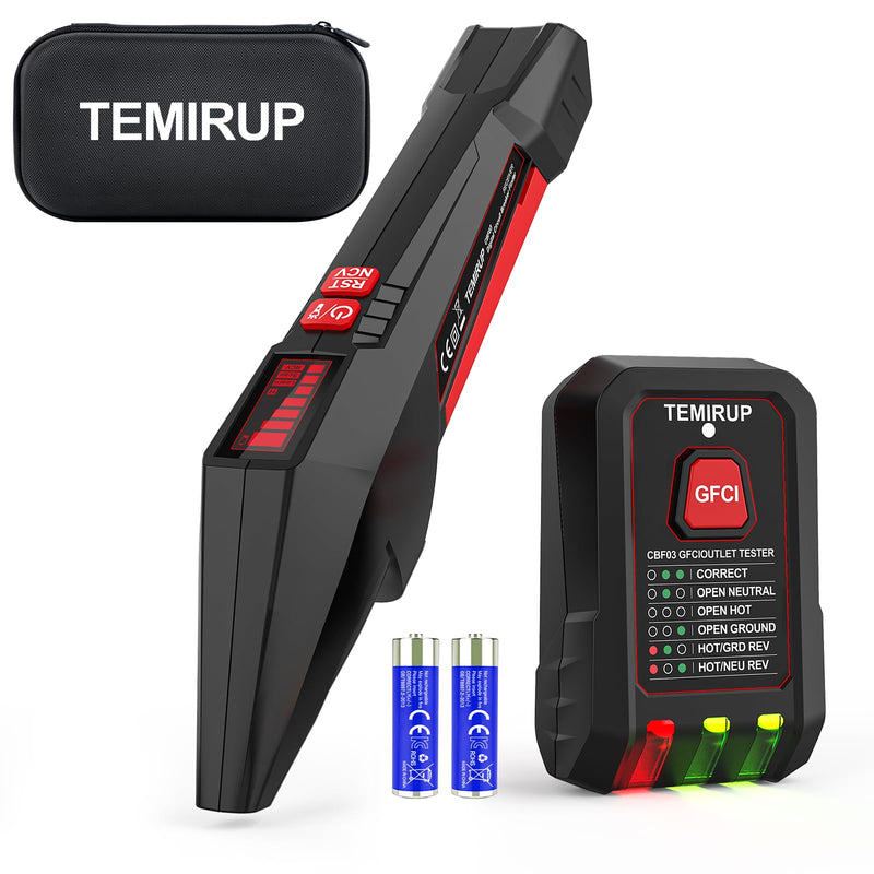 Circuit Breaker Finder with GFCI Outlet Tester, Electrical Circuit Tracer with LCD Display & NCV Test, 90-135V AC Circuit Breaker Finder Tool with Flashlight & Buzzer Alarm, Carrying Case CBF03 circuit breaker finder + 0 Accessories