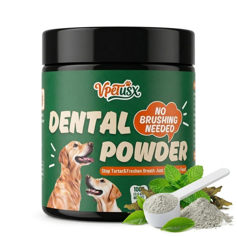 Dog Teeth Cleaning Powder - 8-in-1 Enzymatic Dog Dental Powder with 10B Probiotics & Brown Algae, No Brushing Breath Freshener, Targets Plaque & Tartar, 3.5oz