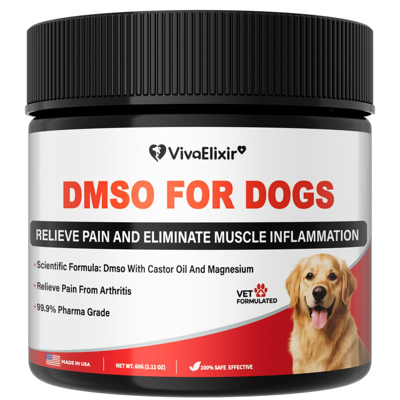 Natural Dog Pain Relief Balm with DMSO, Magnesium & Castor Oil – Supports Joint Mobility & Reduces Swelling & Discomfort, Dog Pain Relief Anti-Inflammatory Support - 60 g