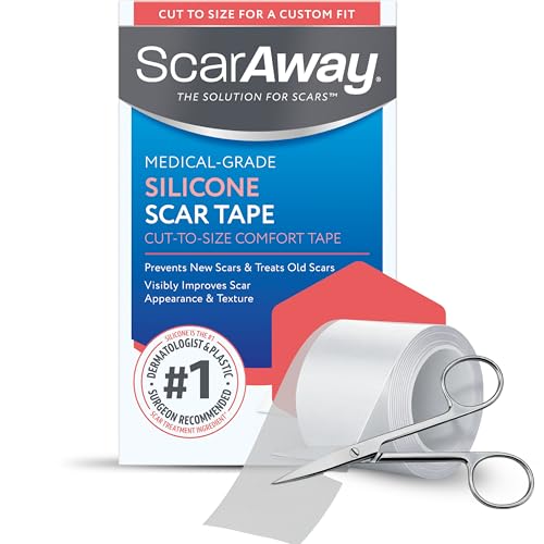 ScarAway Clear Silicone Scar Tape, Medical-Grade Cut-to-Size Silicone Strip for Surgery, Burn, Hypertrophic & Keloid Scars, Self-Adhesive, Water-Resistant, 60” x 1.6” Tape Roll