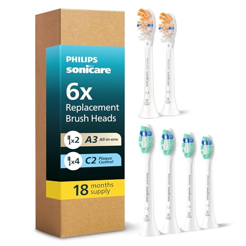 Philips Sonicare Replacement Brush Heads, 6-Pack, 18 Month Supply, White