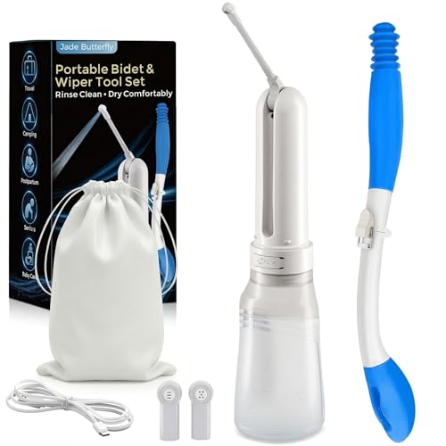 Portable Bidet for Travel & Foldable Bottom Buddy Wiping aid for Women White