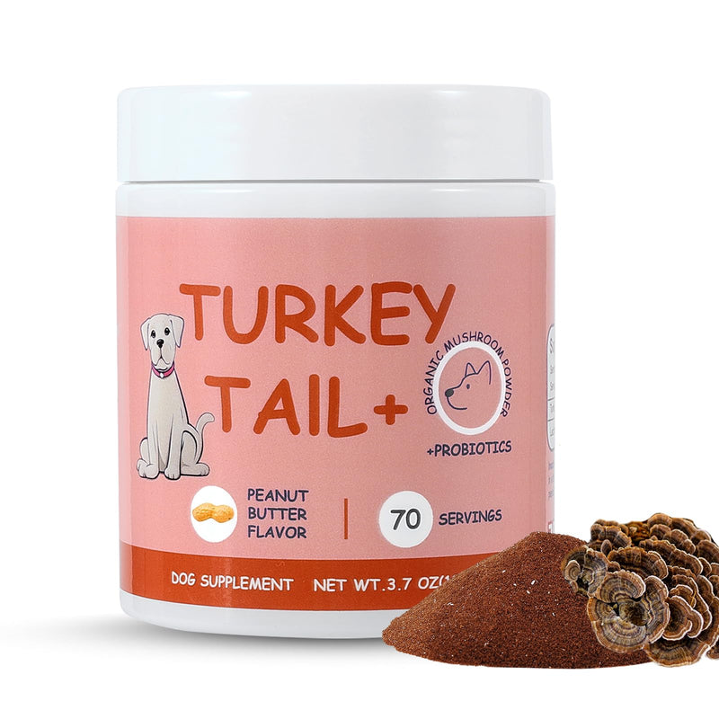 Pet Turkey Tail Mushroom for Dogs, Effective Buddy Guard for Dogs Lumps and Bumps, Dog Turkey Tail Mushroom Supplements with Soothing Skin Irritation-3.7 OZ / 70 Scoops Peanut Butter