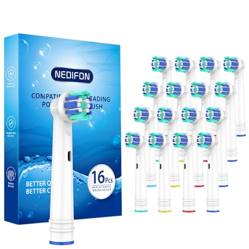 NEDIFON Replacement Toothbrush Heads Compatible with Oral-B Electric Toothbrush, 16 Pack Individually Sealed Electric Toothbrush Refills for Pro 1000/3000/5000/7000/8000/9600 1 Count (Pack of 16)