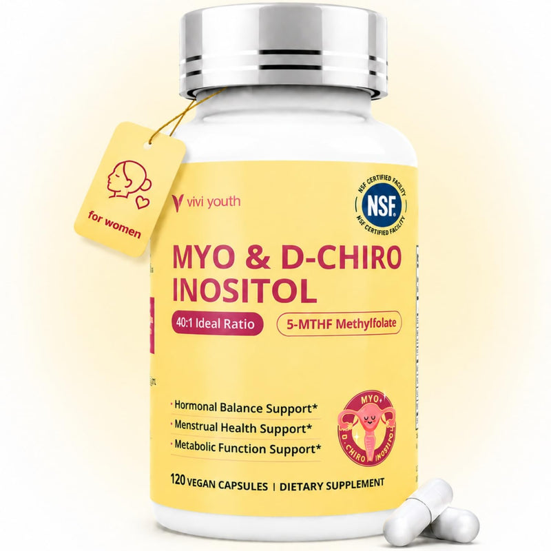 Myo-Inositol & D-Chiro Inositol 40:1 With Methylfolate, ALA & Chromium | with Vitamin D3, Hormone Balance, Ovarian Function, Regular Cycles, Third-Party Tested, Vegan, 120 Capsules, hormone harmony
