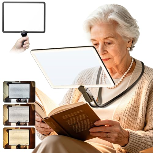 5X Page Rechargeble Hands Free Neck Magnifying Glass with Light for Reading Black