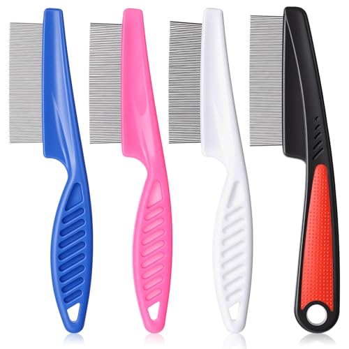 4 PCS Dandruff Comb Remover Lice Comb for Thick Women Hair, Stainless Steel Fine Tooth Combs Set, Dandruff Scalp Care Combs Metal for Women All Hair Types