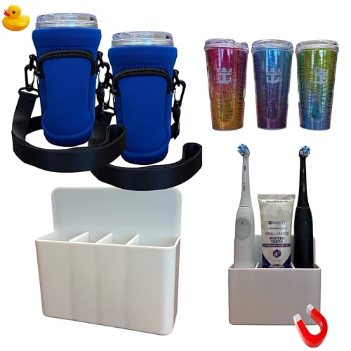 Royal Cruise Drink Package Sling (2-Pack, Blue) & Cruise Magnetic Toothbrush Holder