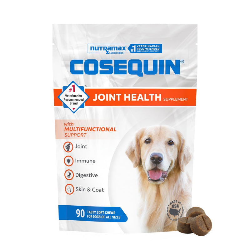 Nutramax Cosequin Joint Health Supplement with Multifunctional Support for Dogs, Soft Chews with Glucosamine, Chondroitin, Omega-3s, and Postbiotics, 90 Count