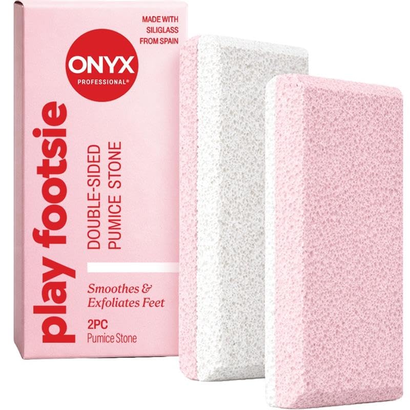 Onyx Professional Double Sided Pumice Stone, 2 Pack - 100% Siliglass Callus Remover for Feet, Elbows, Knees, Dead Skin, Heels, Hands, Foot File Scrubber Exfoliator, Pumice Stone for Feet 1 Count (Pack of 2)