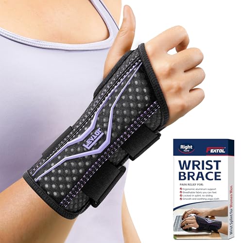 FEATOL 2 Pack Wrist Brace For Work Right and Left Hand, Small+Wrist Brace with Ergonomic Wrist Splint Right Hand, Small
