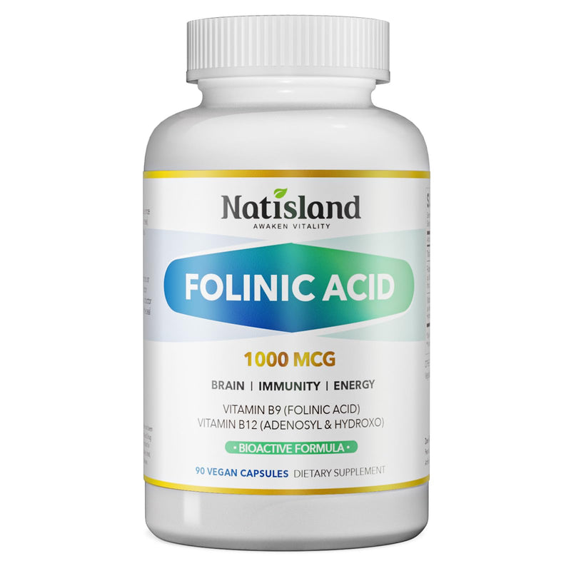 Folinic Acid 1000 MCG + B12 500 mcg (Adenosyl & Hydroxo), 90 ct | Gentle & Highly Absorbable, Supports Energy, Brain Health & Metabolism, Vegan